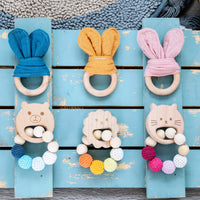 Wooden Wabbit Rattle Teether 2pcs Baby Toy