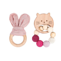 Wooden Wabbit Rattle Teether 2pcs Baby Toy